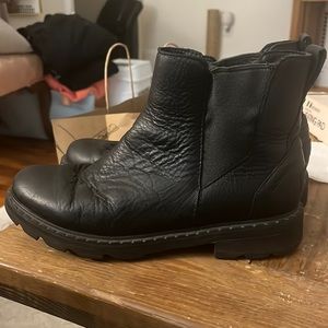 Sorel | Women’s Black Leather Lennox Daytona Chelsea Boots Pull-On Chunky NL3696